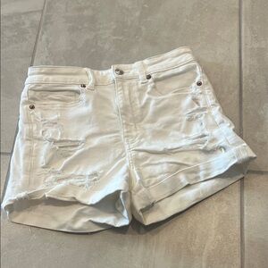 American Eagle Outfitters White Distressed Jean Shorts